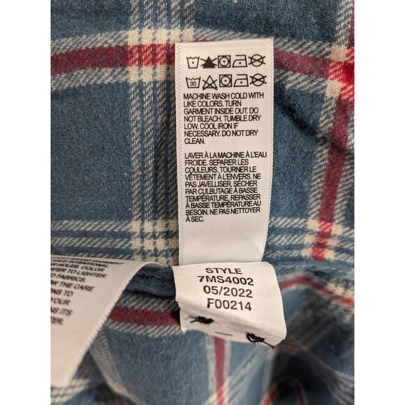Lucky Brand Flannel Shirt S Blue Plaid 7MS4002 Humboldt Woven Western Classic - Picture 7 of 10